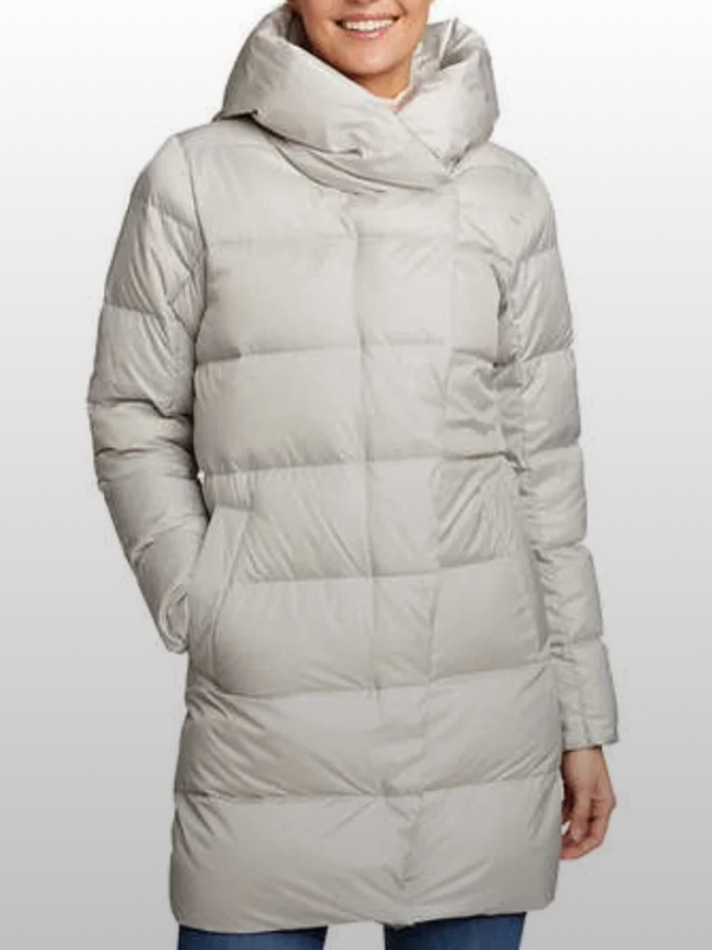 Eddie Bauer Quilted Down Puffer Coat with High Funnel Collar